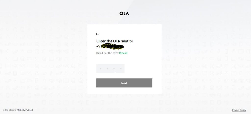 ola electric scooter booking step 4