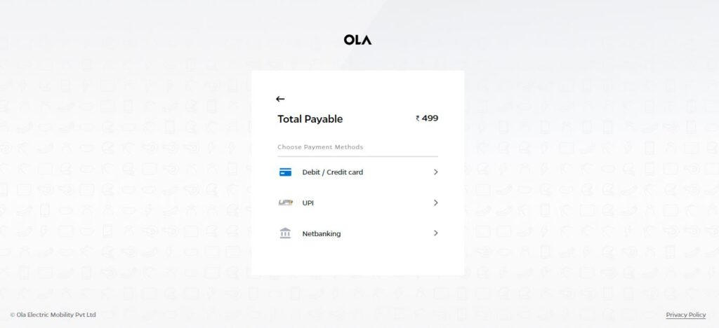 ola electric scooter booking step 6